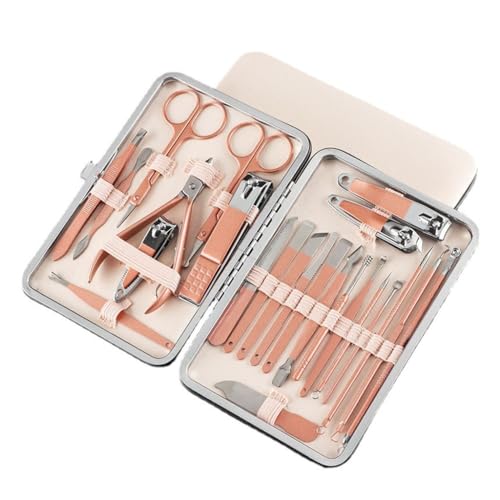 Nagelknipser-Set, Roségold, 24-teilig, Nagelknipser, Pediküre, Maniküre-Werkzeuge (D wie abgebildet) von VSULZVNU