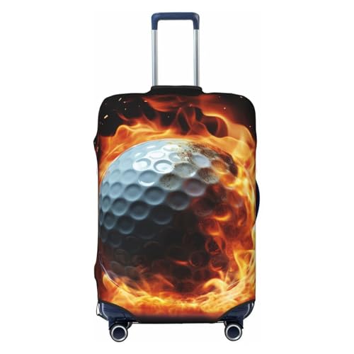 VTCTOASY Gepäckabdeckung, Golfball auf Feuer, Reisegepäckabdeckung, dicker, elastischer Kofferbezug, staubdicht, kratzfest, passend für 45,7 - 81,3 cm Gepäck, Schwarz , XL von VTCTOASY