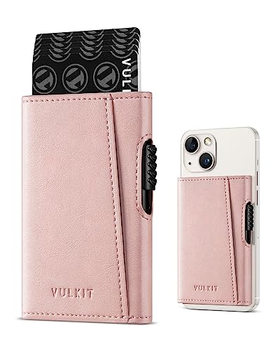 VULKIT Card Holder Magsafe Wallet with Magnetic, Slim Leather Pop Up Credit Card Holder RFID Blocking, Compatible with iPhone 14/13/12 Series (Rosa) von VULKIT