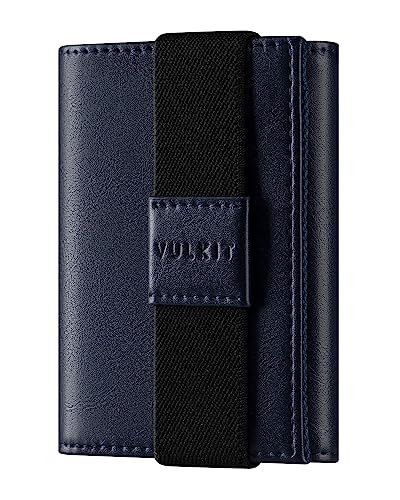 VULKIT Geldbeutel Herren Minimalistische Leder Geldbörse RFID NFC Schutz Dreiblatt Brieftasche für Männer mit 3 Ausweisfächern, Münzfach, Blau VULKIT Geldbeutel Herren Minimalistische Leder Geldbörse RFID NFC Schutz Dreiblatt Brieftasche für Männer mit 3 Ausweisfächern, Münzfach, Blau von VULKIT