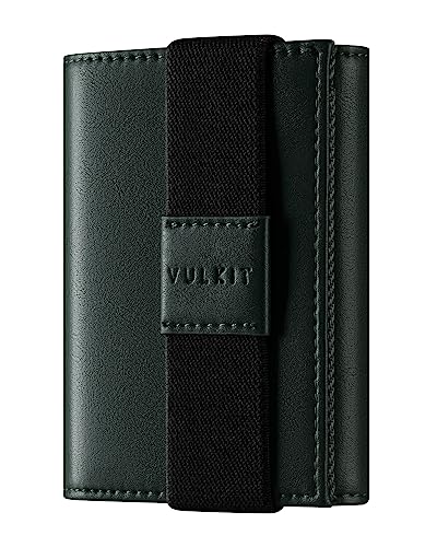 VULKIT Geldbörse Herren Minimalistische Leder Geldbeutel RFID NFC Schutz Brieftasche für Männer Tri-fold Wallet mit 3 Ausweisfächern, Münzfach, Grün VULKIT Geldbörse Herren Minimalistische Leder Geldbeutel RFID NFC Schutz Brieftasche für Männer Tri-fold Wallet mit 3 Ausweisfächern, Münzfach, Grün von VULKIT