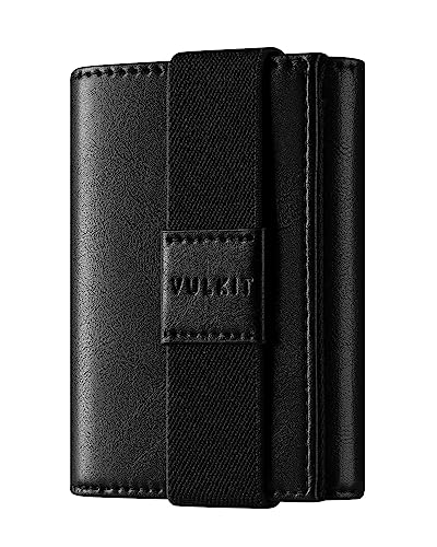 VULKIT Geldbörse Herren Minimalistische Leder Geldbeutel RFID NFC Schutz Brieftasche für Männer Tri-fold Wallet mit 3 Ausweisfächern, Münzfach, Schwarz VULKIT Geldbörse Herren Minimalistische Leder Geldbeutel RFID NFC Schutz Brieftasche für Männer Tri-fold Wallet mit 3 Ausweisfächern, Münzfach, Schwarz von VULKIT