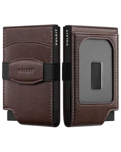 VULKIT Kartenetui Herren mit Ausweisfenster Kreditkartenetui Leder Karten Geldbeutel Herren Kartenhülle RFID Schutz Metall-Geldbörsen für Herren, Espresso VULKIT Kartenetui Herren mit Ausweisfenster Kreditkartenetui Leder Karten Geldbeutel Herren Kartenhülle RFID Schutz Metall-Geldbörsen für Herren, Espresso von VULKIT
