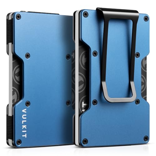 VULKIT Kartenetui Herren mit Geldklammer Metall Slim Wallet Kreditkartenetui RFID Schutz Geldbörse Herren Klein für 12–15 Karten, Blau VULKIT Kartenetui Herren mit Geldklammer Metall Slim Wallet Kreditkartenetui RFID Schutz Geldbörse Herren Klein für 12–15 Karten, Blau von VULKIT