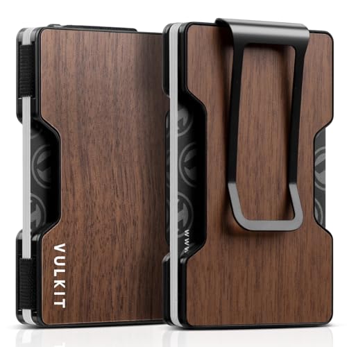 VULKIT Kartenetui Herren mit Geldklammer Metall Slim Wallet Kreditkartenetui RFID Schutz Geldbörse Herren Klein für 12–15 Karten, Holzmaserung VULKIT Kartenetui Herren mit Geldklammer Metall Slim Wallet Kreditkartenetui RFID Schutz Geldbörse Herren Klein für 12–15 Karten, Holzmaserung von VULKIT