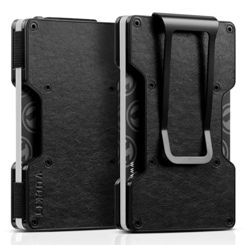 VULKIT Kartenetui Herren mit Geldklammer Metall Slim Wallet Kreditkartenetui RFID Schutz Geldbörse Herren Klein für 12–15 Karten, Retro Leder Schwarz VULKIT Kartenetui Herren mit Geldklammer Metall Slim Wallet Kreditkartenetui RFID Schutz Geldbörse Herren Klein für 12–15 Karten, Retro Leder Schwarz von VULKIT