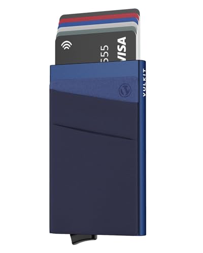 VULKIT Kartenetui RFID NFC Schutz Portemonnaie Herren mit Geldfach Mini Card Holder Wallet für 5-7 Karten und Banknoten, Marine VULKIT Kartenetui RFID NFC Schutz Portemonnaie Herren mit Geldfach Mini Card Holder Wallet für 5-7 Karten und Banknoten, Marine von VULKIT