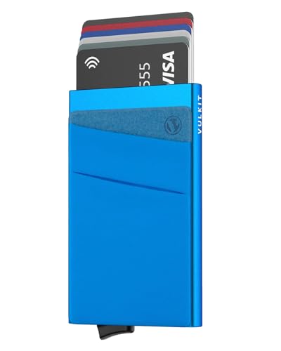 VULKIT Kartenetui RFID NFC Schutz Portemonnaie Herren mit Geldfach Mini Card Holder Wallet für 5-7 Karten und Banknoten, Blau VULKIT Kartenetui RFID NFC Schutz Portemonnaie Herren mit Geldfach Mini Card Holder Wallet für 5-7 Karten und Banknoten, Blau von VULKIT