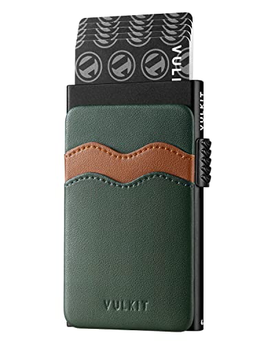 VULKIT Kreditkartenetui Minimalistische Slim Pop Up Geldbörse mit Lederschlitzen RFID-Blockierung für Männer und Frauen Hält 7 Karten und Notizen, Grün, Einheitsgröße, Minimalistisch VULKIT Kreditkartenetui Minimalistische Slim Pop Up Geldbörse mit Lederschlitzen RFID-Blockierung für Männer und Frauen Hält 7 Karten und Notizen, Grün, Einheitsgröße, Minimalistisch von VULKIT