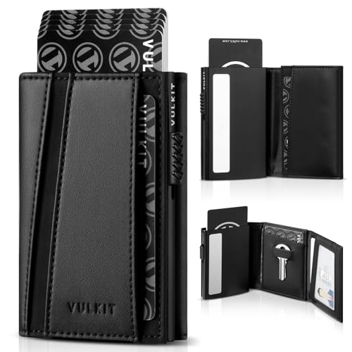 VULKIT Kreditkartenetui, minimalistische Herren-Geldbörse, Pop-Up-Kartenetui aus Metall, RFID-Blockierung, mit Münzfach und Schlüsselschlitz für Ersatzschlüssel VULKIT Kreditkartenetui, minimalistische Herren-Geldbörse, Pop-Up-Kartenetui aus Metall, RFID-Blockierung, mit Münzfach und Schlüsselschlitz für Ersatzschlüssel von VULKIT
