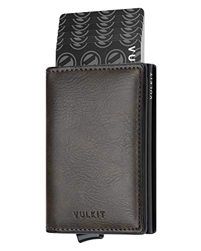 VULKIT Kreditkartenetui Herren Geldbörse RFID Schutz Leder Mini Geldbeutel Gentlemens Card Holder Wallet für 5-7 Karten & Geldschein, Olive VULKIT Kreditkartenetui Herren Geldbörse RFID Schutz Leder Mini Geldbeutel Gentlemens Card Holder Wallet für 5-7 Karten & Geldschein, Olive von VULKIT
