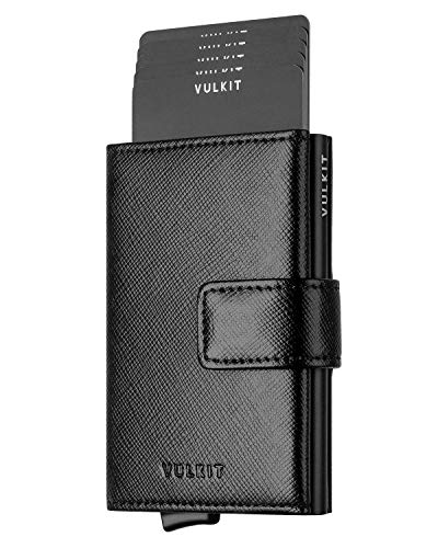 VULKIT Kreditkartenetui Leder Herren RFID Blockieren Echtleder Portemonnaie Bifold Geldbörse mit 3 Steckplätzen für Karten & Banknoten VULKIT Kreditkartenetui Leder Herren RFID Blockieren Echtleder Portemonnaie Bifold Geldbörse mit 3 Steckplätzen für Karten & Banknoten von VULKIT