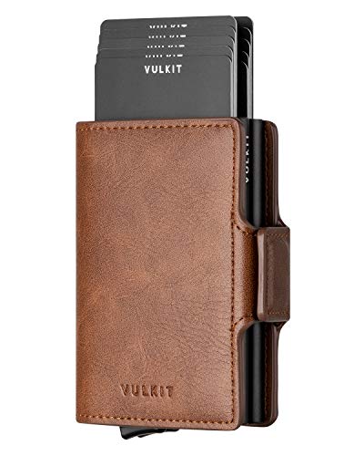 VULKIT Kartenetui Doppelt RFID Schutz Kreditkartenetui Herren Geldbörse Leder Geldbeutel Gentlemens Card Holder für Karten & Geldschein, Braun VULKIT Kartenetui Doppelt RFID Schutz Kreditkartenetui Herren Geldbörse Leder Geldbeutel Gentlemens Card Holder für Karten & Geldschein, Braun von VULKIT