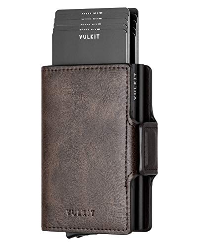 VULKIT Kartenetui Doppelt RFID Schutz Kreditkartenetui Herren Geldbörse Leder Geldbeutel Gentlemens Card Holder für Karten & Geldschein, Espresso VULKIT Kartenetui Doppelt RFID Schutz Kreditkartenetui Herren Geldbörse Leder Geldbeutel Gentlemens Card Holder für Karten & Geldschein, Espresso von VULKIT