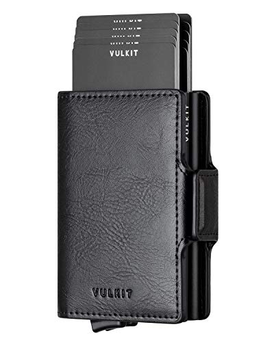 VULKIT Kartenetui Doppelt RFID Schutz Kreditkartenetui Herren Geldbörse Leder Geldbeutel Gentlemens Card Holder für Karten & Geldschein, Schwarz VULKIT Kartenetui Doppelt RFID Schutz Kreditkartenetui Herren Geldbörse Leder Geldbeutel Gentlemens Card Holder für Karten & Geldschein, Schwarz von VULKIT