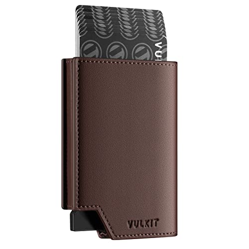 VULKIT Kreditkartenetui RFID Blockierendes Pop Up Kartenetui aus Leder für Männer und Frauen, mit Geldscheinfach und Magnetverschluss VULKIT Kreditkartenetui RFID Blockierendes Pop Up Kartenetui aus Leder für Männer und Frauen, mit Geldscheinfach und Magnetverschluss von VULKIT