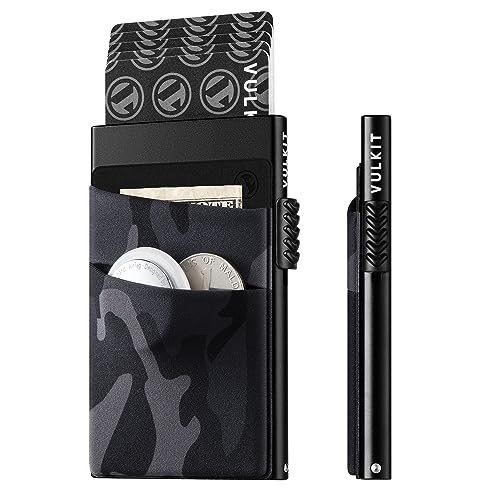 VULKIT Kreditkartenetui für Herren Damen mit 2 Tarnfächer, Minimalistisches Automatisches Pop Up Kartenhalter aus Aluminium RFID-Schutz, Schwarz VULKIT Kreditkartenetui für Herren Damen mit 2 Tarnfächer, Minimalistisches Automatisches Pop Up Kartenhalter aus Aluminium RFID-Schutz, Schwarz von VULKIT