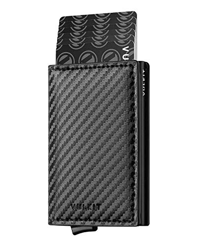 VULKIT Kreditkartenetui für Herren Geldbörse Kohlefaser RFID Schutz Geldbeutel Wallet Klein mit 3 Steckplätzen für 5-7 Karten & Geld, Schwarz VULKIT Kreditkartenetui für Herren Geldbörse Kohlefaser RFID Schutz Geldbeutel Wallet Klein mit 3 Steckplätzen für 5-7 Karten & Geld, Schwarz von VULKIT