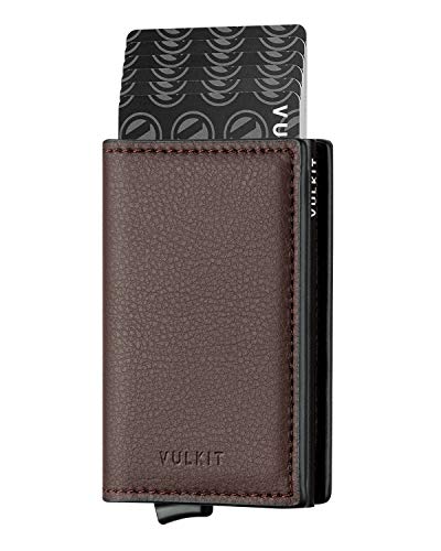 VULKIT Kreditkartenetui für Herren Geldbörse Leder RFID Schutz Geldbeutel Wallet Klein mit 3 Steckplätzen für 5-7 Karten & Geld, Dunkelbraun VULKIT Kreditkartenetui für Herren Geldbörse Leder RFID Schutz Geldbeutel Wallet Klein mit 3 Steckplätzen für 5-7 Karten & Geld, Dunkelbraun von VULKIT