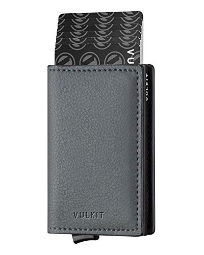 VULKIT Kreditkartenetui für Herren Geldbörse Leder RFID Schutz Geldbeutel Wallet Klein mit 3 Steckplätzen für 5-7 Karten & Geld, Iron Grau VULKIT Kreditkartenetui für Herren Geldbörse Leder RFID Schutz Geldbeutel Wallet Klein mit 3 Steckplätzen für 5-7 Karten & Geld, Iron Grau von VULKIT