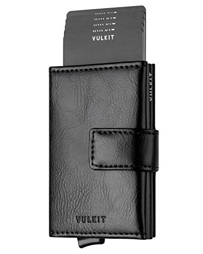 VULKIT Kreditkartenetui Leder Herren RFID Blockieren Echtleder Portemonnaie Bifold Geldbörse mit 3 Steckplätzen für Karten & Banknoten VULKIT Kreditkartenetui Leder Herren RFID Blockieren Echtleder Portemonnaie Bifold Geldbörse mit 3 Steckplätzen für Karten & Banknoten von VULKIT