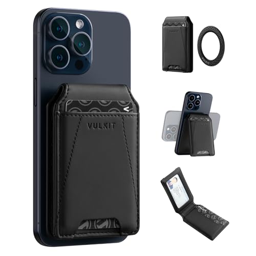 VULKIT Magnetische Geldbörse Kompatibel mit MagSafe Wallet, Telefon-Geldbörse mit verstellbarem Ständer, für iPhone 15/14/13/12 Serie, 4 Kartenfächer aus Leder, mit Extra Selbstklebendem Magnetring VULKIT Magnetische Geldbörse Kompatibel mit MagSafe Wallet, Telefon-Geldbörse mit verstellbarem Ständer, für iPhone 15/14/13/12 Serie, 4 Kartenfächer aus Leder, mit Extra Selbstklebendem Magnetring von VULKIT