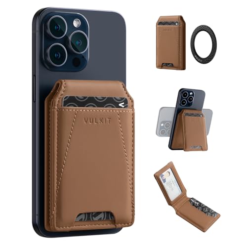 VULKIT Magnetische Geldbörse Kompatibel mit MagSafe Wallet, Telefon-Geldbörse mit verstellbarem Ständer, für iPhone 15/14/13/12 Serie, 4 Kartenfächer aus Leder, mit Extra Selbstklebendem Magnetring VULKIT Magnetische Geldbörse Kompatibel mit MagSafe Wallet, Telefon-Geldbörse mit verstellbarem Ständer, für iPhone 15/14/13/12 Serie, 4 Kartenfächer aus Leder, mit Extra Selbstklebendem Magnetring von VULKIT