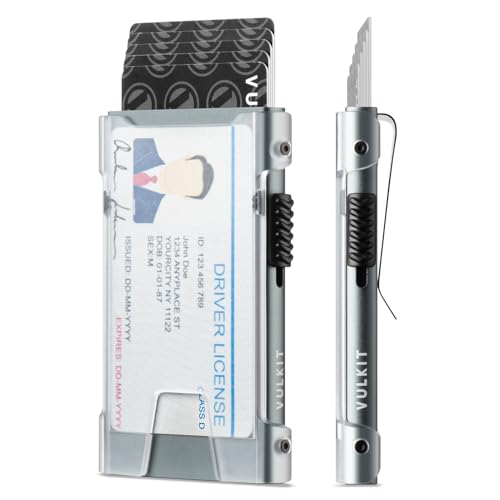 VULKIT Minimalistischer Metall-Kartenhalter für Herren, RFID-geschützt, Pop-Up-Mechanismus, ID-Fenster, Schlank, Kompakt VULKIT Minimalistischer Metall-Kartenhalter für Herren, RFID-geschützt, Pop-Up-Mechanismus, ID-Fenster, Schlank, Kompakt von VULKIT
