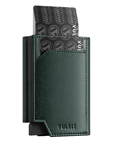 VULKIT Pop Up Geldbörse Herren Leder Kreditkartenetui RFID Schutz Kartenetui mit Münzfach Magnetverschluss Geldbeutel für Männer, Grün VULKIT Pop Up Geldbörse Herren Leder Kreditkartenetui RFID Schutz Kartenetui mit Münzfach Magnetverschluss Geldbeutel für Männer, Grün von VULKIT