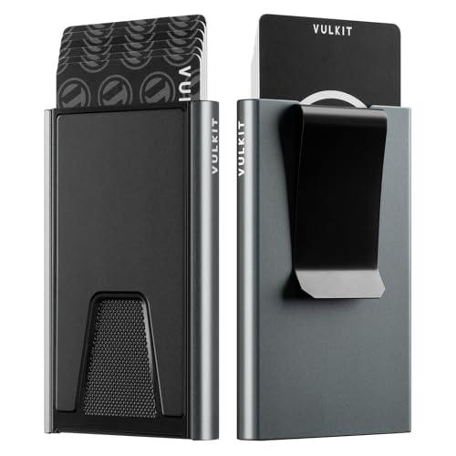 VULKIT Aluminium Kreditkartenhülle mit Geldklammer, Slim Smart Wallet Kartenetui Portemonnaie mit RFID Blocker, Grau VULKIT Aluminium Kreditkartenhülle mit Geldklammer, Slim Smart Wallet Kartenetui Portemonnaie mit RFID Blocker, Grau von VULKIT