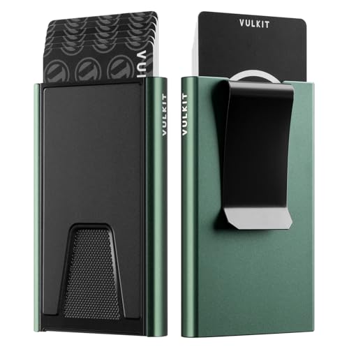 VULKIT Aluminium Kreditkartenhülle mit Geldklammer, Slim Smart Wallet Kartenetui Portemonnaie mit RFID Blocker, Grün VULKIT Aluminium Kreditkartenhülle mit Geldklammer, Slim Smart Wallet Kartenetui Portemonnaie mit RFID Blocker, Grün von VULKIT