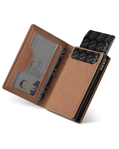 VULKIT Slim Leder Portmonee Herren mit Münzfach, Ausweisfenster und Aluminium Kreditkartenetui RFID/NFC geschützt, Geldbeutel für Max. 10 Karten, Braun VULKIT Slim Leder Portmonee Herren mit Münzfach, Ausweisfenster und Aluminium Kreditkartenetui RFID/NFC geschützt, Geldbeutel für Max. 10 Karten, Braun von VULKIT