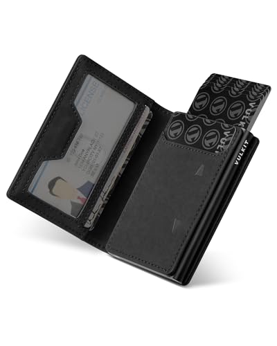 VULKIT Slim Leder Portmonee Herren mit Münzfach, Ausweisfenster und Aluminium Kreditkartenetui RFID/NFC geschützt, Geldbeutel für Max. 10 Karten, Schwarz VULKIT Slim Leder Portmonee Herren mit Münzfach, Ausweisfenster und Aluminium Kreditkartenetui RFID/NFC geschützt, Geldbeutel für Max. 10 Karten, Schwarz von VULKIT