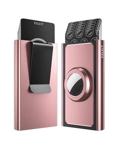 VULKIT Slim Wallet mit Airtag-Halter und Geldklammer, Aluminium Kreditkartenetui Kartenschieber POP UP mit RFID Schutz, Rosa VULKIT Slim Wallet mit Airtag-Halter und Geldklammer, Aluminium Kreditkartenetui Kartenschieber POP UP mit RFID Schutz, Rosa von VULKIT