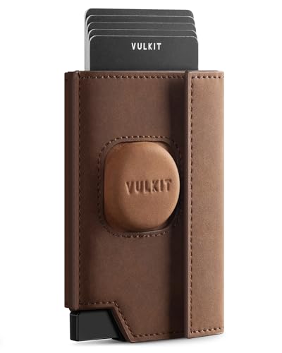 VULKIT Herren Kartenetui mit 360° Schutz AirTag-Hülle, Pop-Up-Kartenschieber RFID-Blockierung, ID-Fenster und Münzfach, Magnetverschluss, im Geschenkkarton, Braun VULKIT Herren Kartenetui mit 360° Schutz AirTag-Hülle, Pop-Up-Kartenschieber RFID-Blockierung, ID-Fenster und Münzfach, Magnetverschluss, im Geschenkkarton, Braun von VULKIT