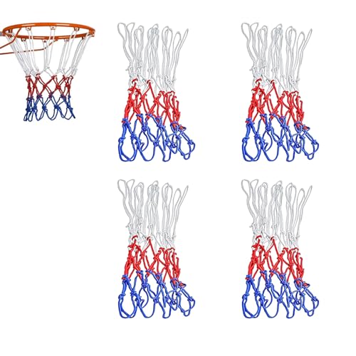 4 Stück Basketballnetz, Profi Basketball Ersatz Netz, Wetterfest Ballnetz, 12 Schlaufen, Für Basketballnetze im Innen- und Außenbereich 4 Stück Basketballnetz, Profi Basketball Ersatz Netz, Wetterfest Ballnetz, 12 Schlaufen, Für Basketballnetze im Innen- und Außenbereich von VVHFXD