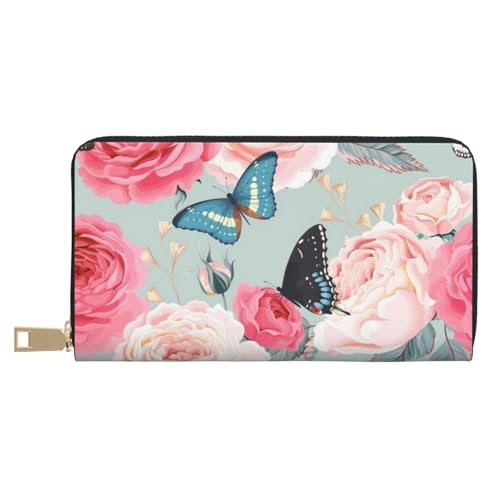 VYONNE Bunte Blumen, lange Kunstleder-Clutch, schick, stilvolle Damen-Geldbörse für moderne Frauen, großes Fassungsvermögen, Kartenhalter und Organizer-Taschen, strapazierfähige Geldbörse, Handtasche von VYONNE