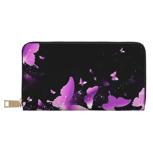 VYONNE Butterfly Purple Long Faux Leather Clutch Chic Stylish Women's Wallets for Modern Women Large Capacity Card Holder and Organizer Pockets Durable Purse Handbag for Everyday Travel, weiß, von VYONNE