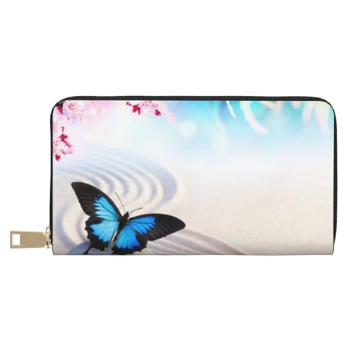 VYONNE Zen Design Schmetterling Lange Kunstleder Clutch Chic Stilvolle Damengeldbörsen für moderne Frauen Große Kapazität Kartenhalter und Organizer-Taschen Langlebige Geldbörse Handtasche für den von VYONNE