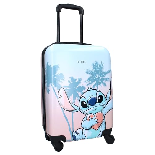 Stitch - Valise rigide en ABS Chariot de Voyage Pour Enfants - 4 roues - Poignée extensible - 46 x 33 x 21 cm - Capacité 31 litres - Couleur Rose et bleu Clair, Rose, Valigia Piccola, Valise Trolley von Vadobag