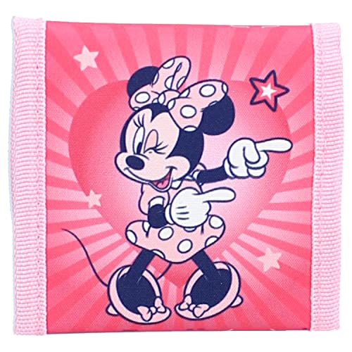 Geldbörse Minnie Maus Kindergeldbörse mit Klettverschluss. Kleingeldfach mit Reißverschluss, Scheinfach, Pink 10x10 cm von Vadobag