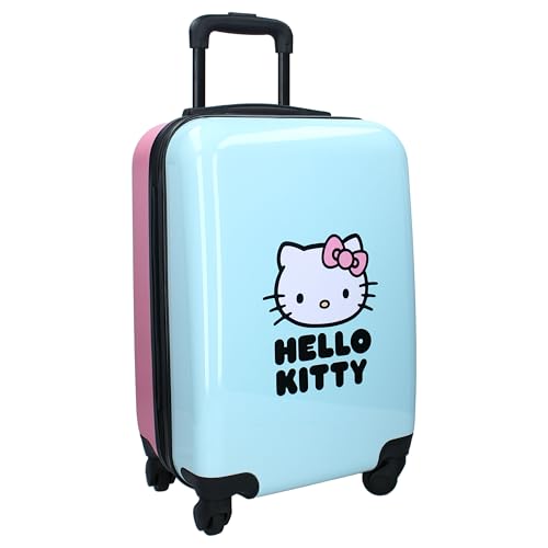 HELLO KITTY Hartschalenkoffer aus ABS Reisetrolley für Kinder – 4 Rollen – ausziehbarer Griff – 46 x 33 x 21 cm – Fassungsvermögen 31 Liter – Farbe Hellblau und Rosa – Serie Voyage Vibes, hellblau, HELLO KITTY Hartschalenkoffer aus ABS Reisetrolley für Kinder – 4 Rollen – ausziehbarer Griff – 46 x 33 x 21 cm – Fassungsvermögen 31 Liter – Farbe Hellblau und Rosa – Serie Voyage Vibes, hellblau, von Vadobag