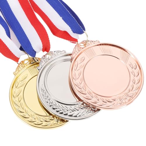 Vaguelly 9 Stück Metall-Auszeichnungsmedaillen Gold Silber Bronze Siegermedaillen Wettbewerbsmedaille Mit Halsband Teilnahme-Trophäe Geschenke Für Schulsportveranstaltungen Zubehör 6 5 cm von Vaguelly