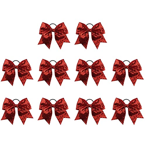 Valcatch 10 PCS 8 Zoll Cheer Haarschleifen, Glitzer-Pferdeschwanzhalter, handgemachte elastische Bandbindung für Cheerleader-Teenager-Mädchen, College-Sport, Softball-Cheerleader Valcatch 10 PCS 8 Zoll Cheer Haarschleifen, Glitzer-Pferdeschwanzhalter, handgemachte elastische Bandbindung für Cheerleader-Teenager-Mädchen, College-Sport, Softball-Cheerleader von Valcatch