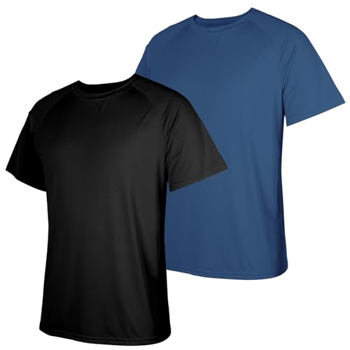 Valcatch 2er Pack Herren Schnell Trocknende Active T-Shirts Kurzarm Rundhalsausschnitt Sportliche T-Shirts Laufen Gym Workout Kurzarm T-Shirt Tops Performance Feuchtigkeitsableitendes T-Shirt von Valcatch