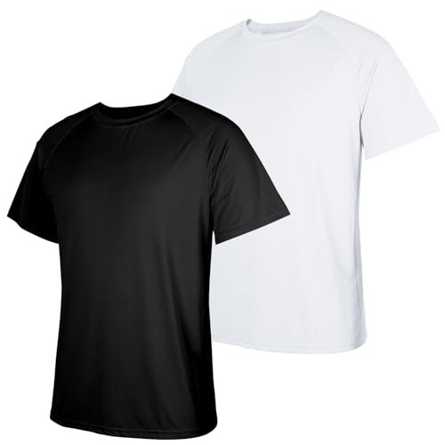 Valcatch 2er Pack Herren Schnell Trocknende Active T-Shirts Kurzarm Rundhalsausschnitt Sportliche T-Shirts Laufen Gym Workout Kurzarm T-Shirt Tops Performance Feuchtigkeitsableitendes T-Shirt von Valcatch