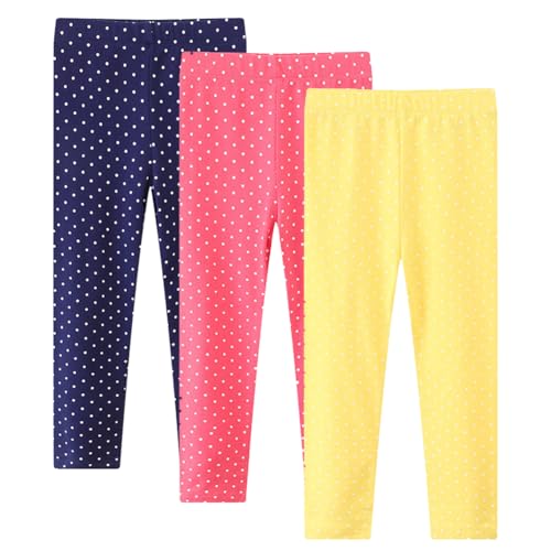 Valcatch 3 Pack Mädchen Leggings, kleine Kinder Baumwolle Knöchel Länge Leggings, Polka Dots voller Länge bequemen dehnbaren Strumpfhosen, weiche fußlose Hosen für 2-7 Jahre Mädchen Tanz Kleidung Yoga von Valcatch