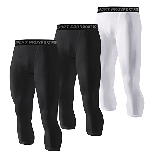 Valcatch 3er-Pack Herren Kompression 3/4 Tights Leggings, 3/4 Herren Kompressionshosen, Workout Athletic Base Layer Unterwäsche von Valcatch