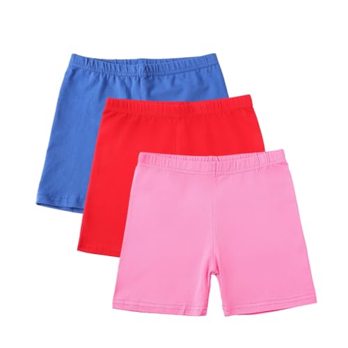 Valcatch 3er Pack Mädchen Radhose Wagenrad-Shorts für Kleinkind Kinder Teenager Unterkleid Kurze Dehnbare Gymnastik Tanzshorts Baumwolle Bikershorts Mehrfarbige atmungsaktive und Rock Untershorts von Valcatch