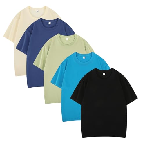 Valcatch 5er-Pack Kurzarm-T-Shirt Jungen Mädchen Weiches Baumwoll-T-Shirt Kinder Basic Plain T-Shirt Sommer Casual Outfits Rundhalsausschnitt Sportliches T-Shirt Sport Activewear von Valcatch